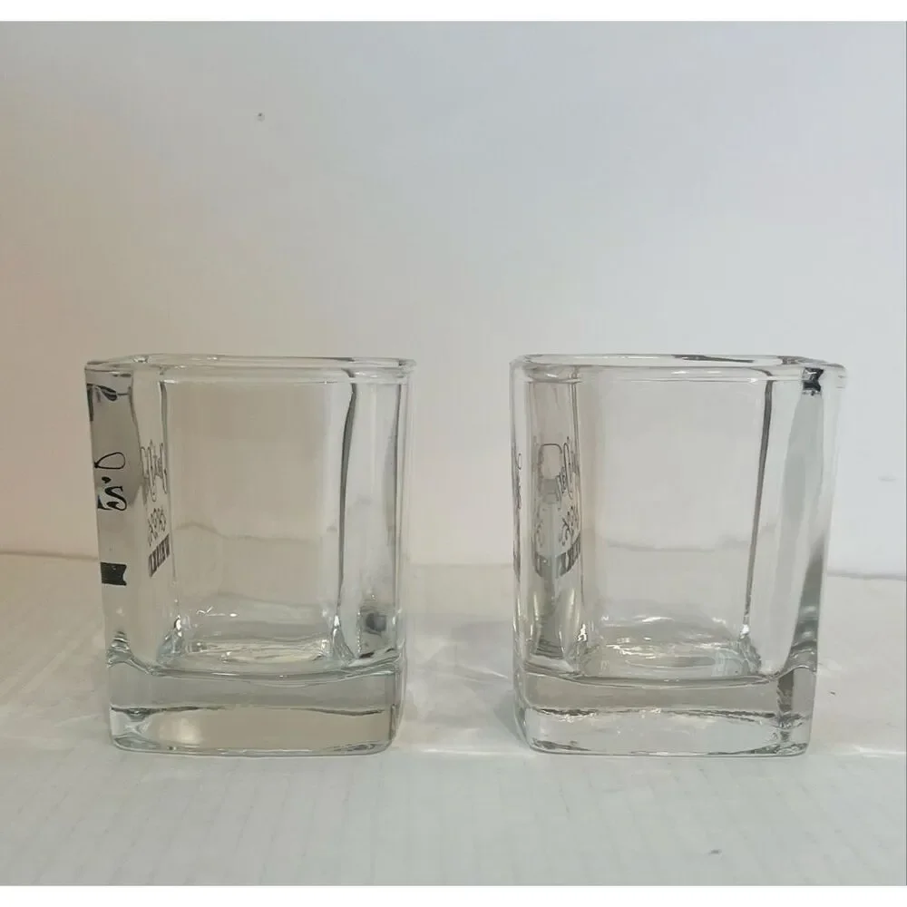 Two Vintage Jack Daniels Tennessee Whiskey Square Rocks/Lowball Glasses